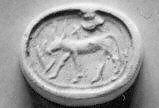 Stamp seal (scarab) with animal
, Glass (?), dark blue, Phoenician (?)