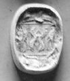 Stamp seal (scaraboid) with animals
, Variegated brown Jasper (Quartz), Phoenician