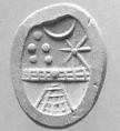 Stamp seal (scaraboid) with divine symbols
, Lapis lazuli, Assyrian