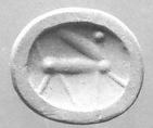 Stamp seal (scaraboid with pointed top) with monster
, Neutral Chalcedony (Quartz), Assyro-Babylonian