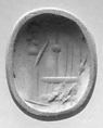 Stamp seal (oval conoid) with cultic scene
, Banded and flawed neutral Chalcedony (Quartz), Assyro-Babylonian