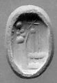Stamp seal (octagonal pyramid) with cultic scene
, Flawed and veined neutral Chalcedony (Quartz), Assyro-Babylonian