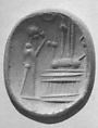 Stamp seal (octagonal pyramid) with cultic scene
, Flawed neutral Chalcedony (Quartz), Assyro-Babylonian