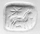 Stamp seal (tabloid) with contest scene
, Black serpentine, Assyrian