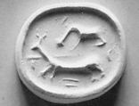 Stamp seal (ovoid) with animals
, Steatite, black, Syro-Anatolian