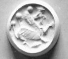 Stamp seal (scaraboid) with monster
, Limestone, olive, Urartian