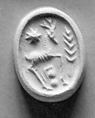 Stamp seal (scaraboid) with animal
, Mottled Greenstone, Assyrian or Syro-Anatolian-Levantine
