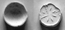 Cupola seal, engraved on back and face, Black steatite, Hittite