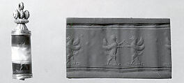 Cylinder seal, Onyx, modern gold mount, Achaemenid