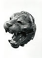 Furniture element carved in the round with the head of a roaring lion, Ivory, Assyrian