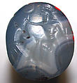 Stamp seal (oval conoid) with two-figure contest
, Neutral and white Agate (Quartz), Babylonian