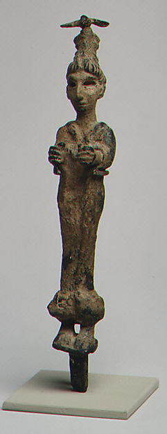 Goddess wearing a headdress surmounted by a bird 5 x 7/8 in. (12.8 x 2.2 cm)