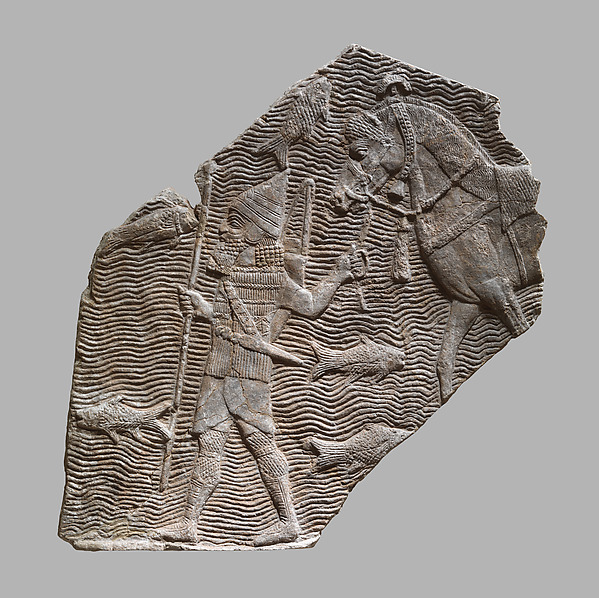 Relief fragment: cavalryman leading his horse beside a stream H. 23 3/8 x W. 25 15/16 in. (59.3 x 65.8 cm)