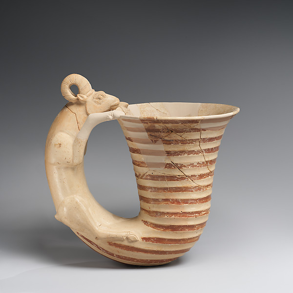 Vessel with a handle in the form of a ram by an unrecorded maker, The Metropolitan Museum of Art