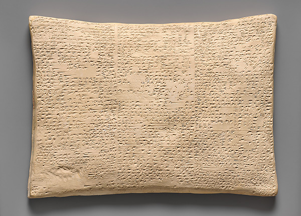 Plaster cast reproduction of the cuneiform Flood Tablet from the Epic of Gilgamesh. Photograph: The Metropolitan Museum of Art.