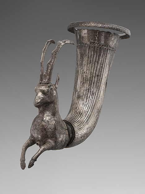 Rhyton terminating in the forepart of a wild goat by an unrecorded maker, The Metropolitan Museum of Art