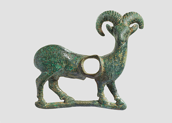 Horse bit cheekpiece in form of a mouflon