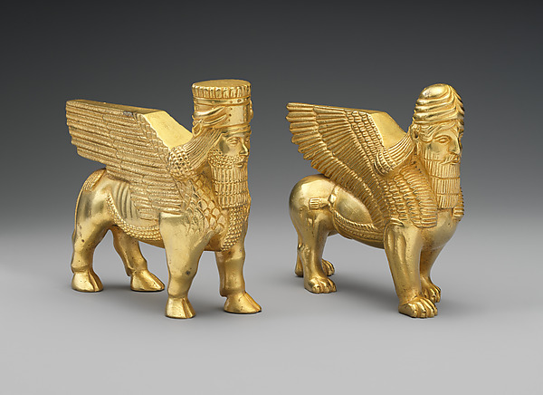 Human-headed winged bull and lion