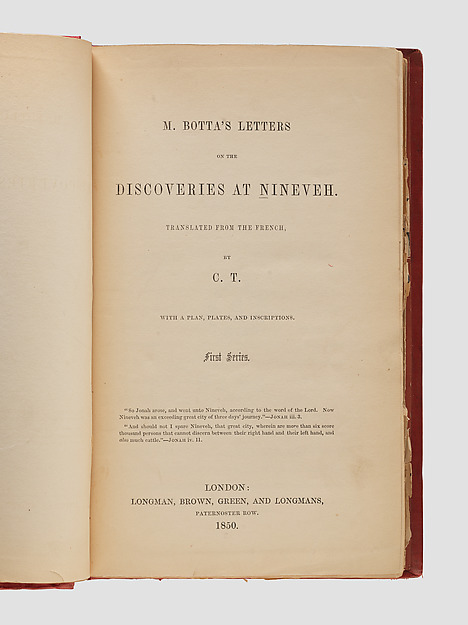 M. Botta’s Letters on the Discoveries at Nineveh by an unrecorded maker, The Metropolitan Museum of Art