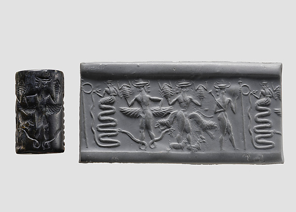 Cylinder seal and modern impression: snake god and deities with hands and feet in the form of snakes, scorpions, and goats by an unrecorded maker, The Metropolitan Museum of Art