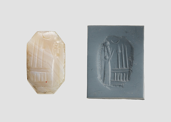 Stamp seal (octagonal pyramid) with cultic scene by an unrecorded maker, The Metropolitan Museum of Art