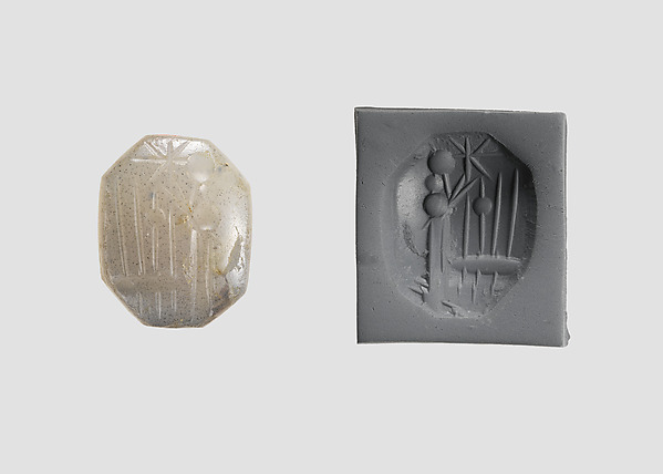 Stamp seal (octagonal pyramid) with cultic scene by an unrecorded maker, The Metropolitan Museum of Art