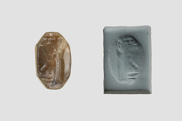 Stamp seal (octagonal pyramid) with cultic scene by an unrecorded maker, The Metropolitan Museum of Art