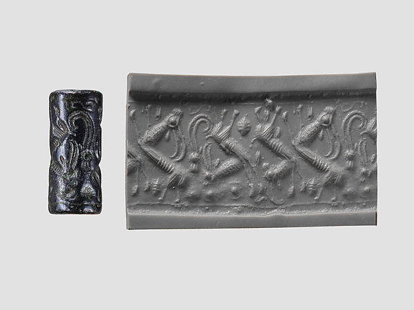 Cylinder seal and modern impression: horned animals by an unrecorded maker, The Metropolitan Museum of Art