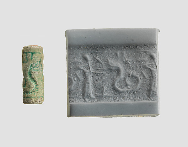 Cylinder seal with hunting scene by an unrecorded maker, The Metropolitan Museum of Art