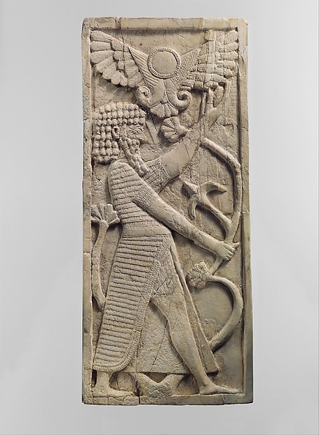 <bdi class="metadata-value">Furniture plaque carved in relief with a male figure grasping a tree; winged sun disc above H. 10 1/2 x W. 4 1/2 x Th. 5/16 in. (26.7 x 11.4 x 0.8 cm)</bdi>