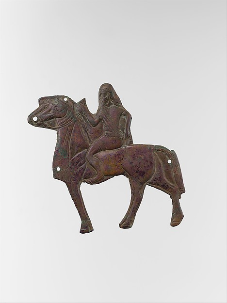 Plaque depicting a horse and rider 0.51 x 4.59 in. (1.3 x 11.66 cm)