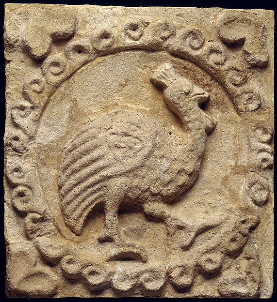 Wall panel with a guinea fowl H. 10 1/2 x W. 9 3/4 in. (26.7 x 24.8 cm)