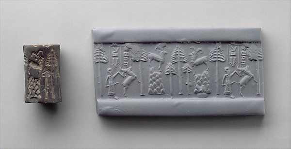 Cylinder seal and modern impression: hunting scene H. 1 1/8 in. (2.8 cm)