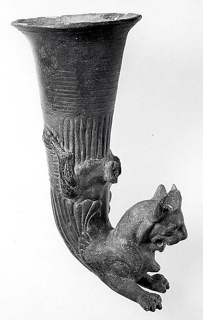 Rhyton terminating in a horned lion by an unrecorded maker, The Metropolitan Museum of Art