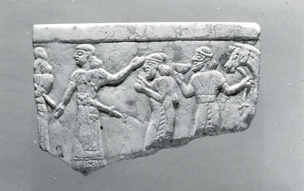 Bowl fragment with a procession 1.3 x 2.09 in. (3.3 x 5.31 cm)
