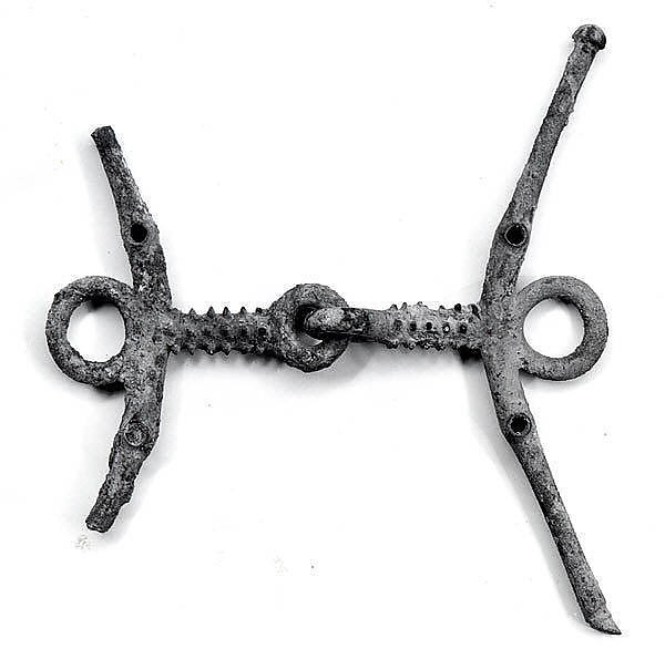 Horse bit with attached cheekpieces 9.25 in. (23.5 cm)