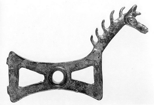 Horse bit cheekpiece in form of a horse 3.62 x 5.51 in. (9.19 x 14 cm)