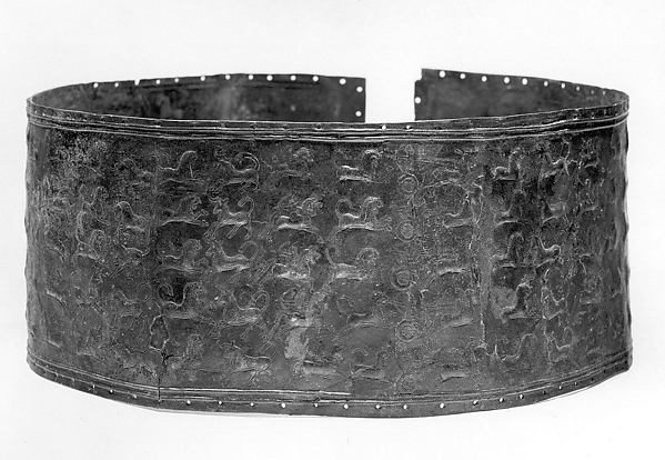 Belt with scenes of bull and lion hunts 5.43 x 39.37 in. (13.79 x 100 cm)