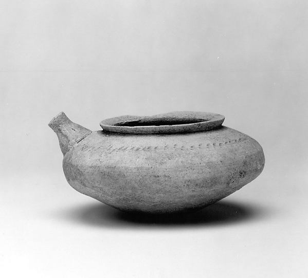 Jar with a spout and punctate decoration 2.76 x 5.24 in. (7.01 x 13.31 cm)