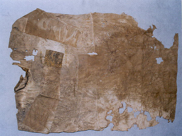 <bdi class="metadata-value">Woman's tunic with silk decoration at collar and one cuff 48 x 71 in. (121.92 x 180.34 cm)</bdi>