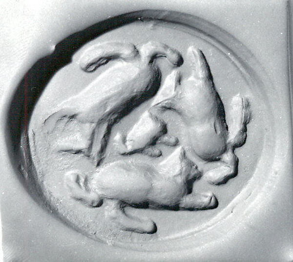 Drilled oval hemispheroid seal Depth: 4.8 cm Height: 1.6 cm