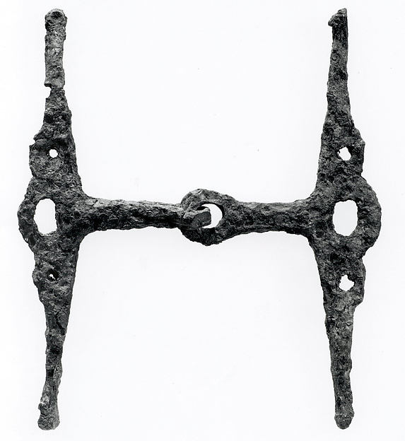 Horse bit with attached cheekpieces 8.11 x 6.77 in. (20.6 x 17.2 cm)