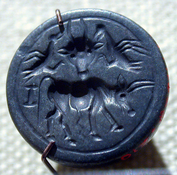 Stamp seal: bull, bucranium, and birds Diam. 11/16 in. (1.8 cm)