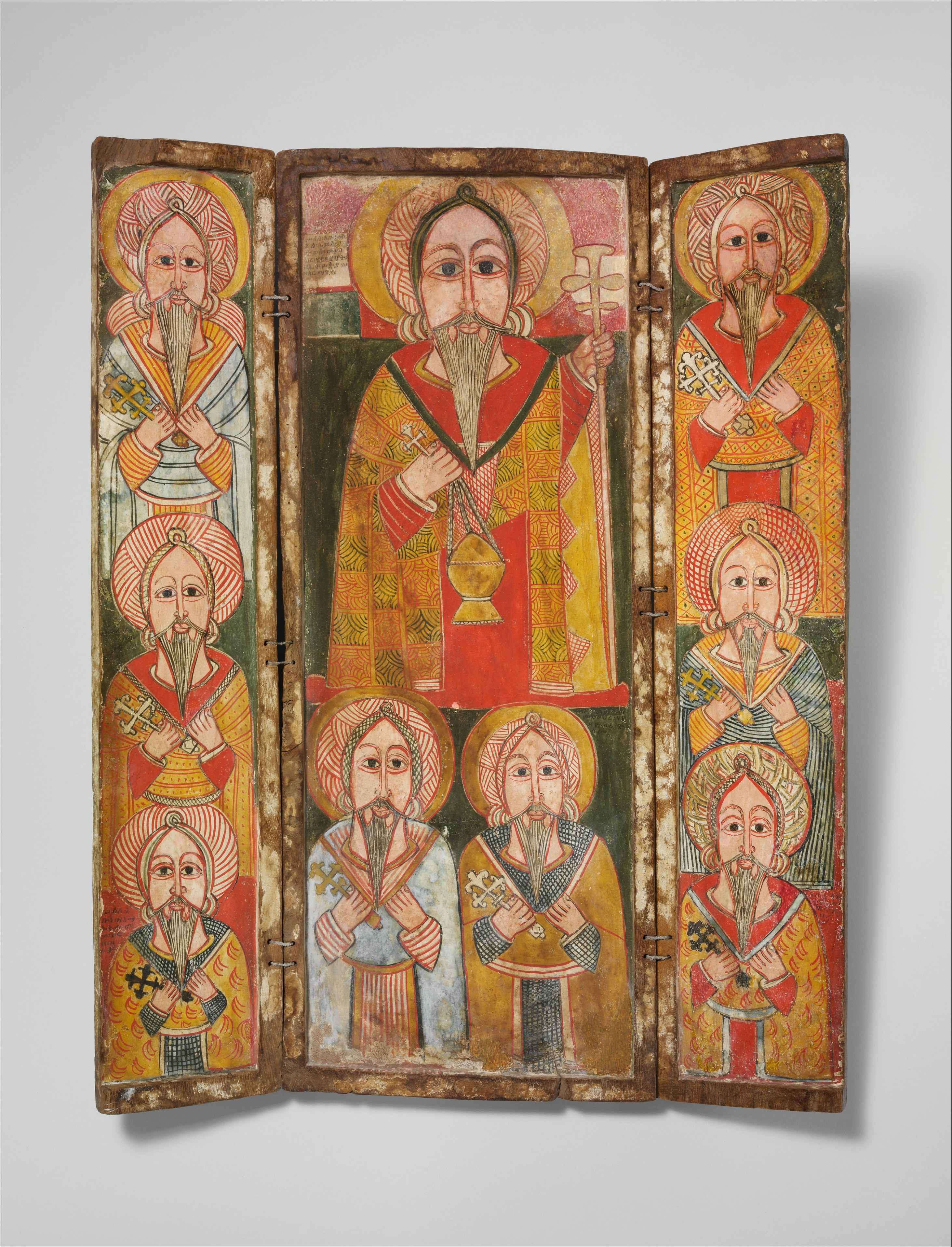 Icon Triptych: Ewostatewos and Eight of His Disciples | Amhara