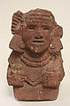 Seated Female Deity, Basalt, pigment, Aztec
