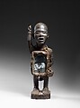 Power Figure: Standing Male with Raised Arm (Nkisi), Master of Kasadi Workshop, Wood, metal, mirrored glass, resin, Kongo peoples; Yombe group