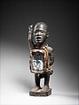Power Figure: Standing Male with Raised Arm (Nkisi), Master of Kasadi Workshop, Wood, metal, mirrored glass, resin, Kongo peoples; Yombe group
