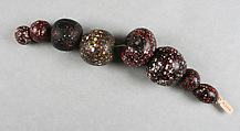 Beads, string of eight, Glass, African, made in Europe