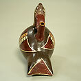 Bridge and Spout Bottle in Bird Form, Ceramic, pigment, Nasca