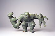 Stone Man Holding Animals, Kaka, Stone, Inuit